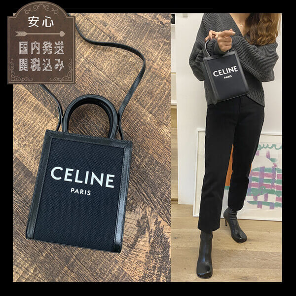 【人気商品】セリーヌ*ミニバーティカル偽物キャンバスショルダーバッグ*ブラック